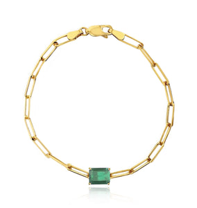 Emerald Cut Paperclip Bracelet
