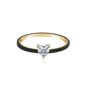 Enamel Solitaire Diamond Ring