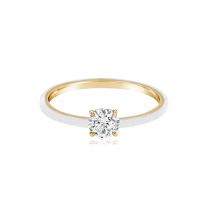 Enamel Solitaire Diamond Ring