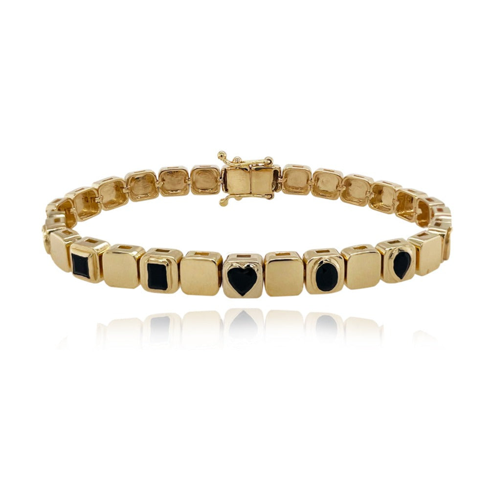 Large Golden Square Multi Shape Enamel Bracelet