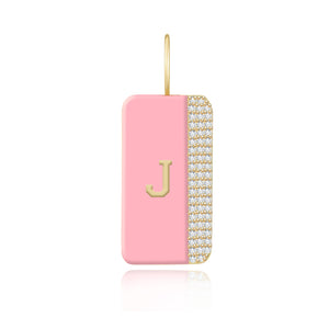 Enamel Side Pave Plate Charm
