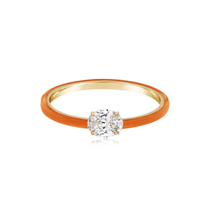 Enamel Solitaire Diamond Ring