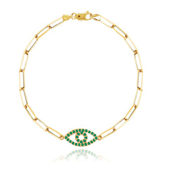 Gemstone Evil Eye Small Paperclip Bracelet