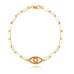 Gemstone Evil Eye Small Paperclip Bracelet