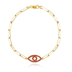 Gemstone Evil Eye Small Paperclip Bracelet