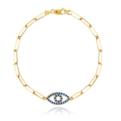 Gemstone Evil Eye Small Paperclip Bracelet
