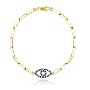 Gemstone Evil Eye Small Paperclip Bracelet