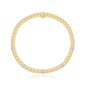 Five Emerald Cut Diamond Golden Bracelet