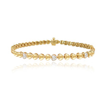 Load image into Gallery viewer, Five Heart Diamond Golden Bracelet
