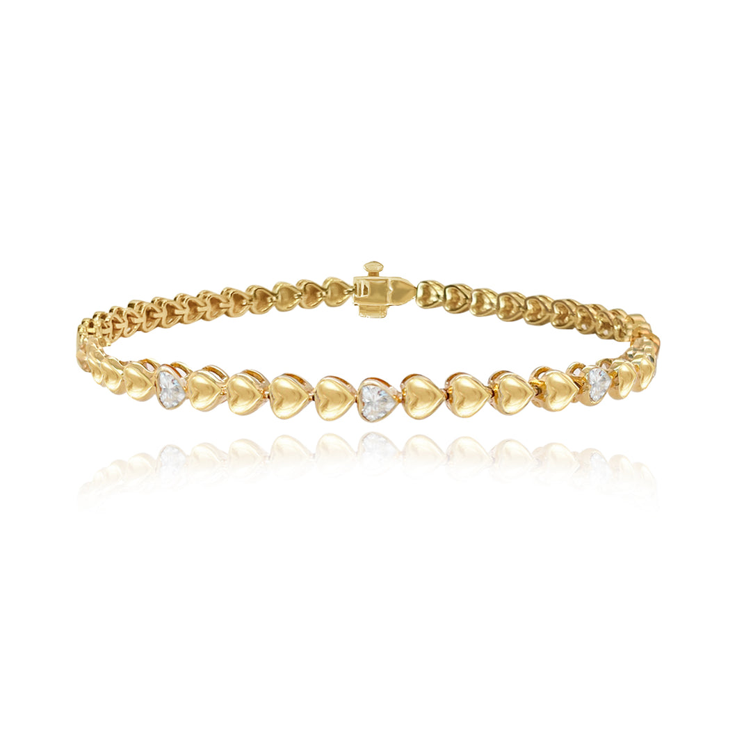 Five Heart Diamond Golden Bracelet