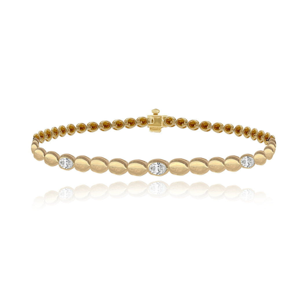 Five Oval Diamond Golden Bracelet