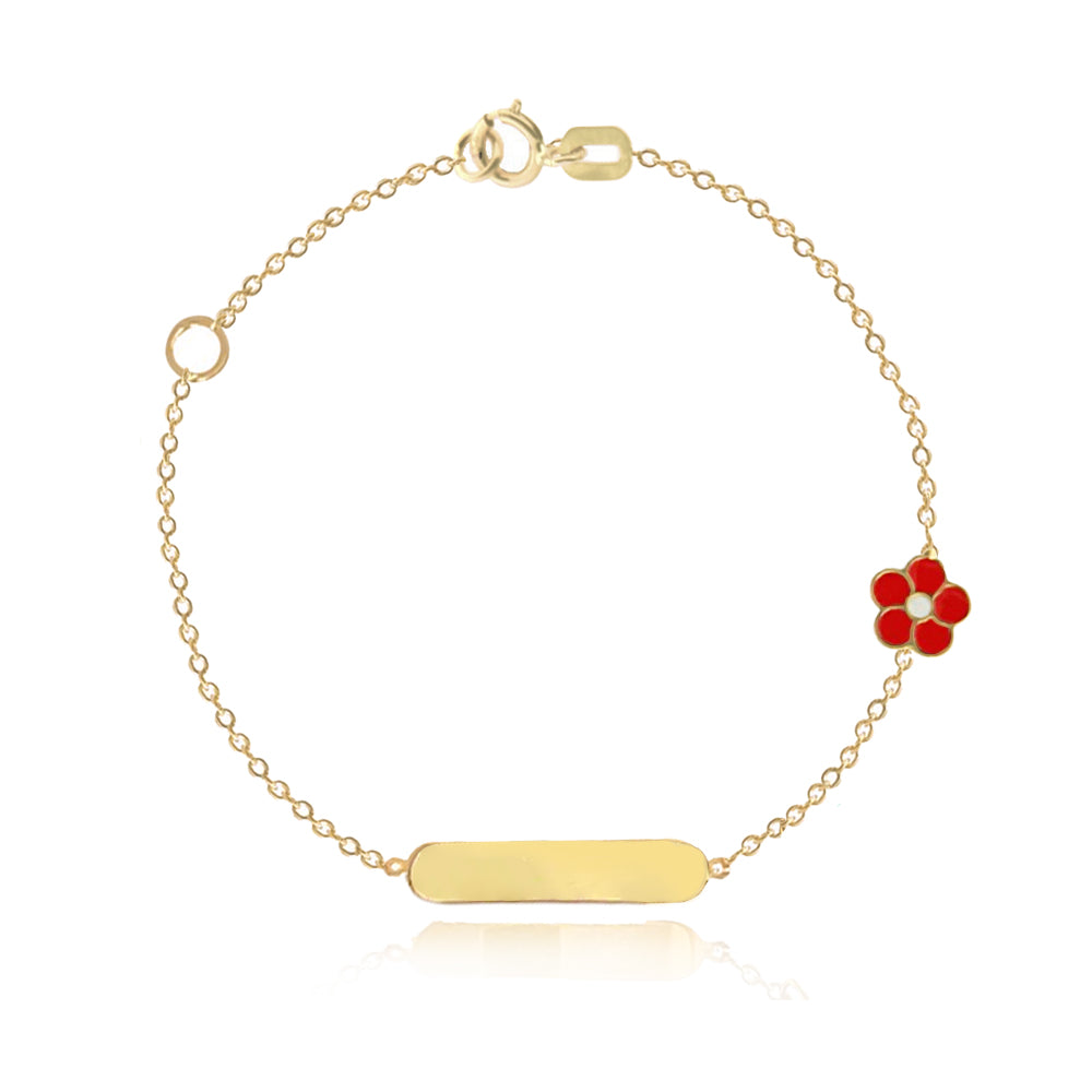 Girls Enamel Flower Id Bracelet