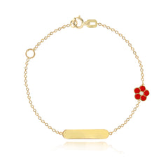 Girls Enamel Flower Id Bracelet