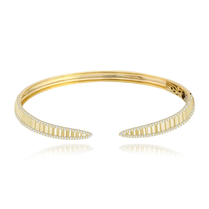 Fluted Pave Outline Claw Bangle