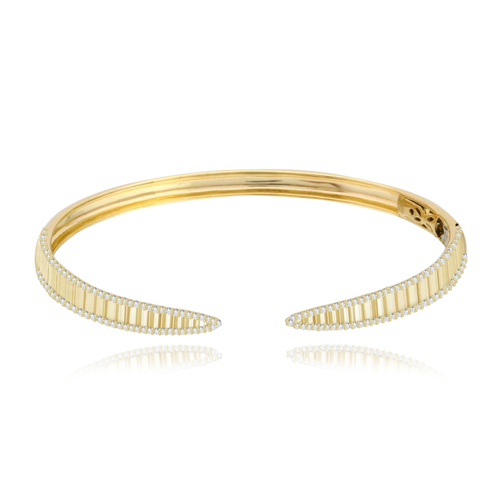 Fluted Pave Outline Claw Bangle