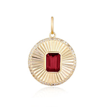 Load image into Gallery viewer, Gemstone Striped Round Medallion Charm with Diamonds
