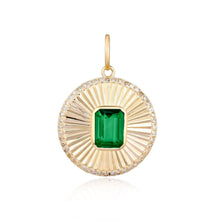 Load image into Gallery viewer, Gemstone Striped Round Medallion Charm with Diamonds
