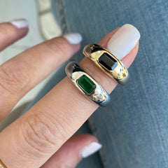 Emerald Cut Stone Dome Ring