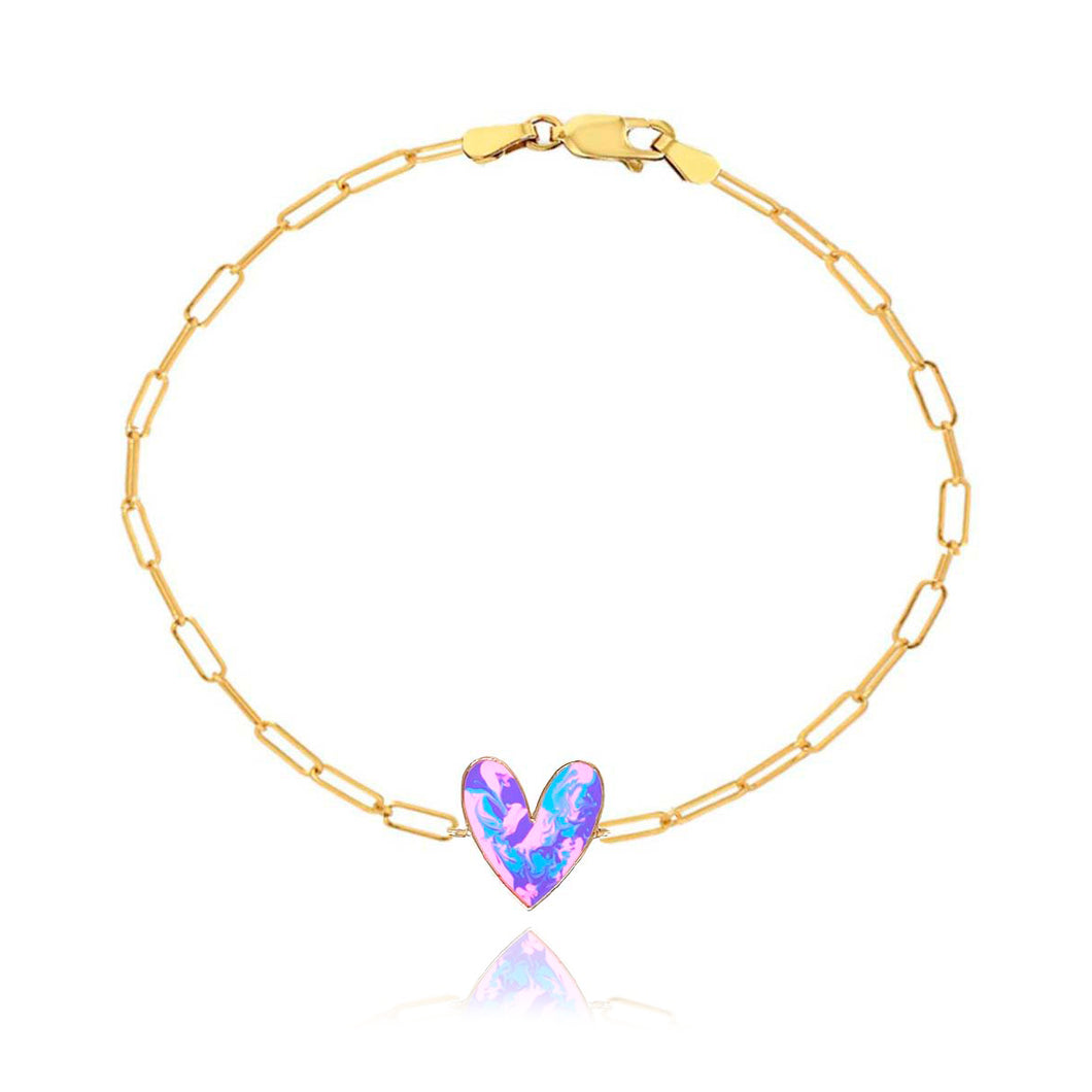 Girls Tie Dye Heart Bracelet