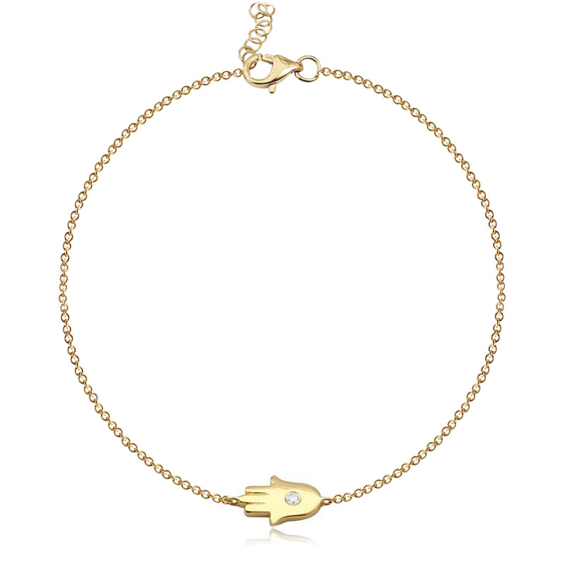 Gold Hamsa with Center Diamond Bracelet
