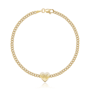 Gold Heart Cuban Chain Bracelet