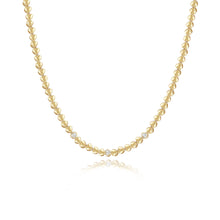 Load image into Gallery viewer, Golden Heart Three Diamond Tennis Necklace
