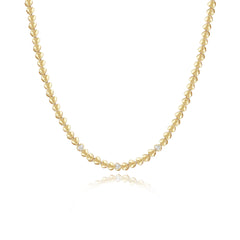 Golden Heart Three Diamond Tennis Necklace