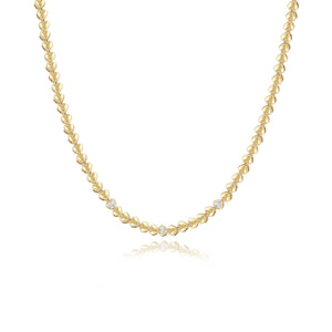 Golden Heart Three Diamond Tennis Necklace