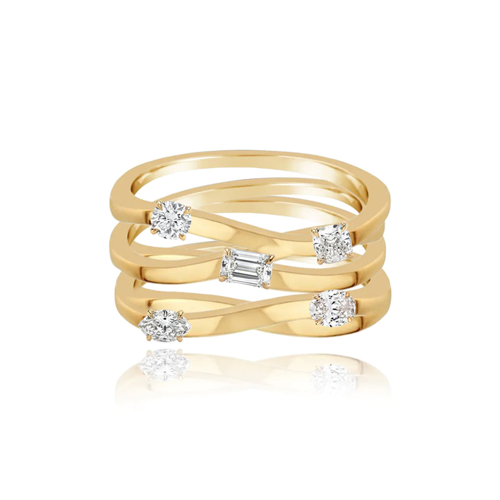 Five Row Multi Shape Solitaire Diamond Ring