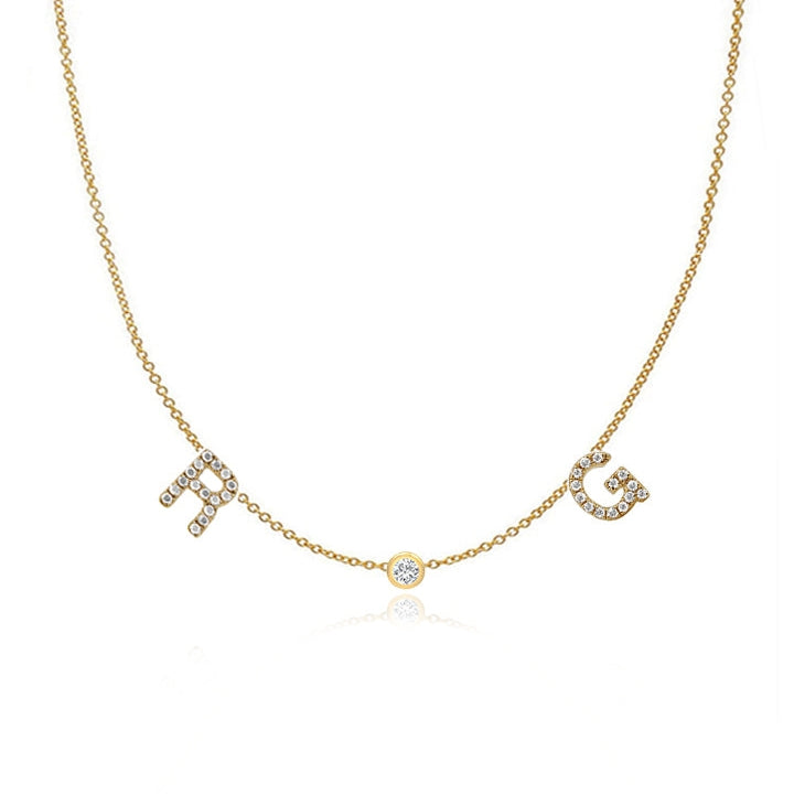 Two Pave Initials and Charm Necklace