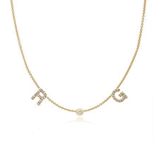Load image into Gallery viewer, Two Pave Initials and Bezel Necklace
