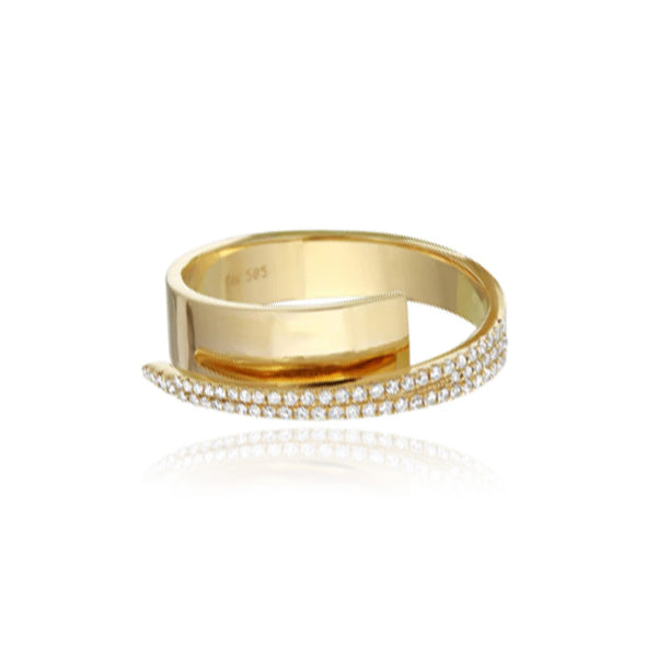 Gold Band and Pave Wrap Ring
