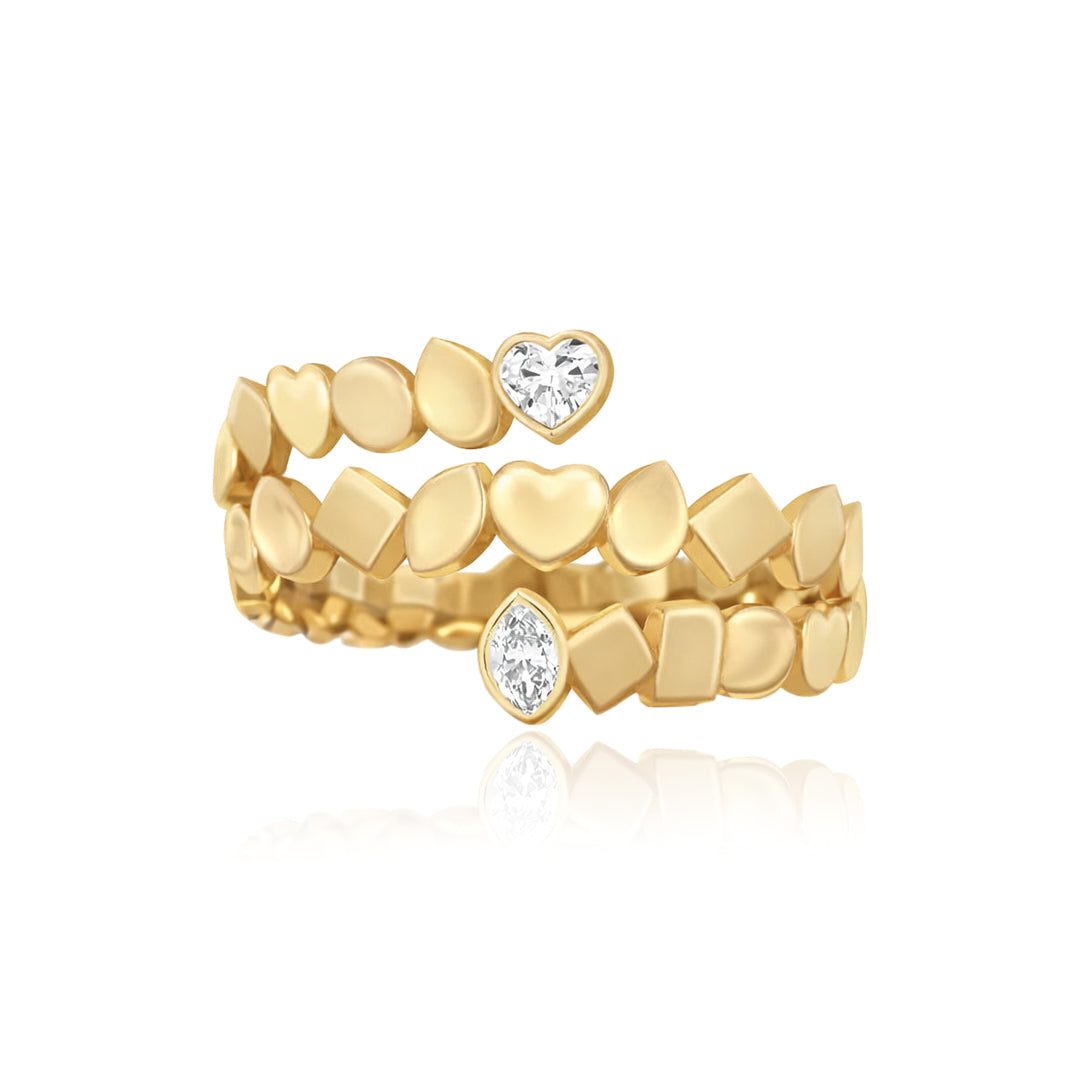 Golden Swirl Multi Shape Ring