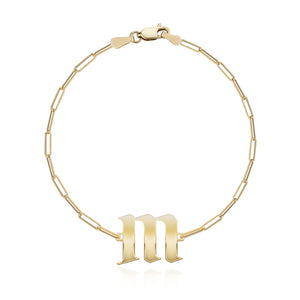 Gothic Initial Paperclip Bracelet