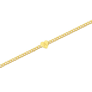 Gold Heart Cuban Chain Bracelet