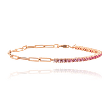 Load image into Gallery viewer, Half &amp; Half Gemstone Tennis Paperclip Bracelet
