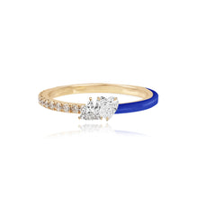Load image into Gallery viewer, Two-Diamonds Half Pave Half Enamel Ring
