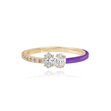 Load image into Gallery viewer, Two-Diamonds Half Pave Half Enamel Ring
