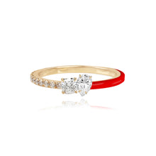 Load image into Gallery viewer, Two-Diamonds Half Pave Half Enamel Ring
