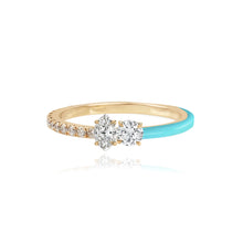 Load image into Gallery viewer, Two-Diamonds Half Pave Half Enamel Ring
