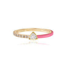 Load image into Gallery viewer, Half Pave and Half Enamel Solitaire Bezel Diamond Ring
