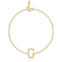 Load image into Gallery viewer, Fluted Side Pave Initial Bracelet
