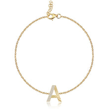 Load image into Gallery viewer, Fluted Side Pave Initial Bracelet

