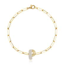Load image into Gallery viewer, Fluted Side Pave Initial Bracelet
