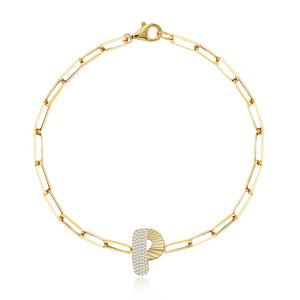 Fluted Side Pave Initial Bracelet