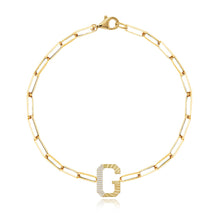 Load image into Gallery viewer, Fluted Side Pave Initial Bracelet
