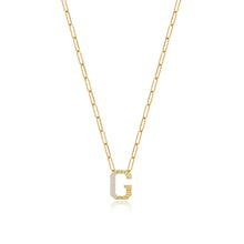 Load image into Gallery viewer, Fluted Side Pave Initial Necklace
