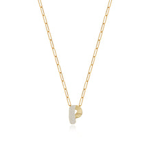 Load image into Gallery viewer, Fluted Side Pave Initial Necklace
