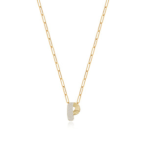 Fluted Side Pave Initial Necklace