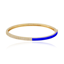 Load image into Gallery viewer, Half Three Line Pave and Half Enamel Bangle
